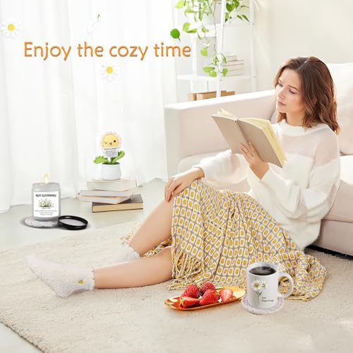 Extrogif New Beginning Gifts for Women - Daisy Coffee Mug, Candles, Positive Crochet Flowers & More, Encouragement Gift Bo...