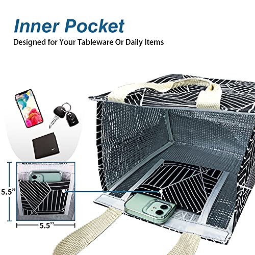 iknoe Insulated Lunch Bag for Women & Adults, 9L Foldable Wide-Open Cooler Bag with Pockets, Leakproof & Portable, for Pic...