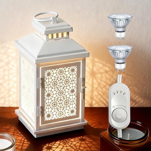White Candle Warmer Lamp with Timer – Stepless Dimming, Auto Shut-Off 2H/4H/8H, Top-Down Heating for Large Jar Candles, Fl...