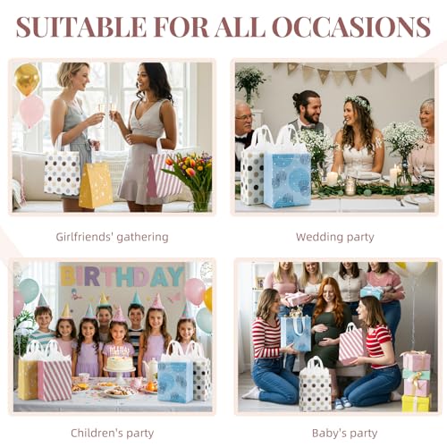STYPOP 10" Gift Bags Medium Size (4 Pack) - Includes Tissue Paper & Cards, Reusable Non-Woven Gift Bags with handles, Perf...