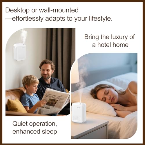 Waterless Essential Oil Diffuser, 2500 Sq Ft Coverage, Bluetooth App Control, No-Noise Wall Mounted Cold Air Scent Machin...