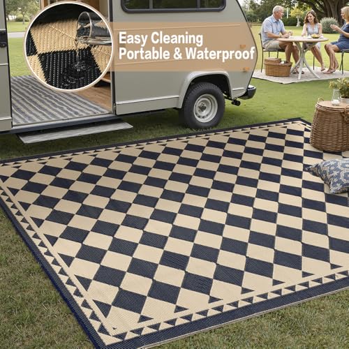 HUGEAR Outdoor Rug for Patios Clearance,Waterproof Mat,Large Outside Carpet,Reversible Plastic Straw Camping Rugs,Rv,Porc...