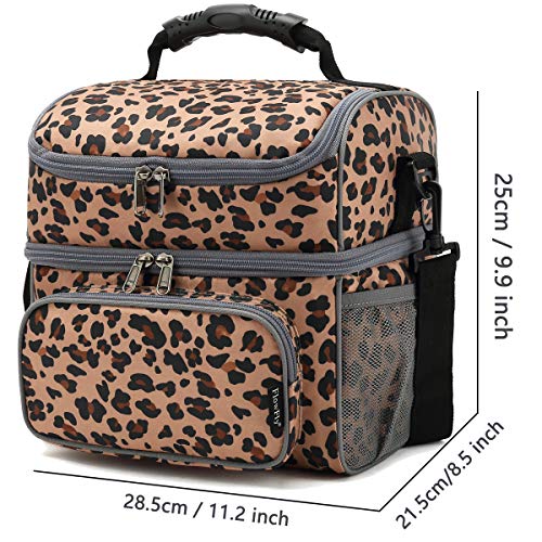 FlowFly Double Layer Cooler Insulated Lunch Bag Adult Lunch Box Large Tote Bag for Men, Women, With Adjustable Strap,Front...