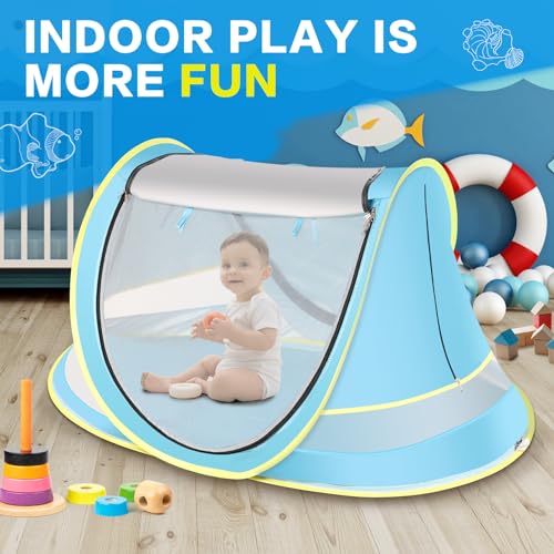 Baby Beach Tent, Pop Up Toddler Travel Bed for Boys or Girls, Sun Shade for Toddler Camping, Infant Portable Sun Shade, Su...