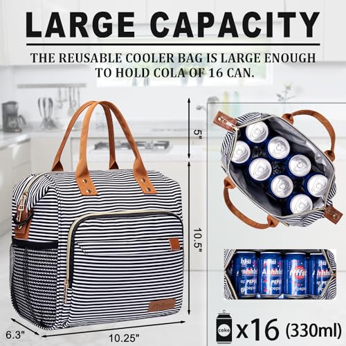 TuErCao Lunch Bag Women Insulated Lunch Box for Work Leakproof Soft Cooler for Picnic Travel Road Trips, Loncheras para Mu...