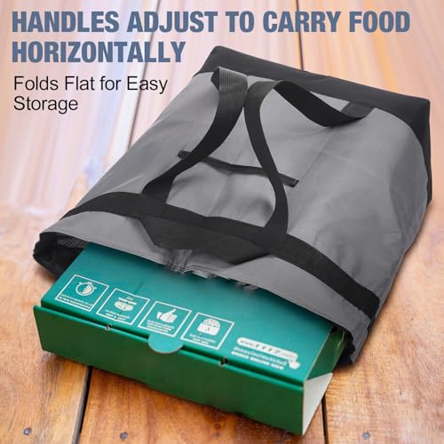 Pickmesh 6 Pcs Large Insulated Cooler Bag with Thermal Foam Insulation, Gray, Grocery, Travel, Beach, Pizza Delivery, Food...