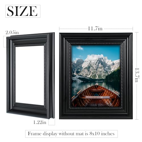 Fisnish 8x10 Picture Frame, Table Top or Wall Mount, Black, 1 Pack