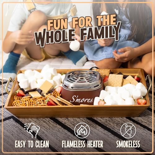 Nostalgia Tabletop Indoor Electric S'mores Maker - Smores Kit With Marshmallow Roasting Sticks and 4 Trays for Graham Crac...