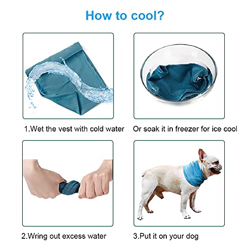 Dog Cooling Bandana Collar, Ice Instant Cooling Pet Bandana Scarf Collar for Small Medium Dogs, Breathable Ice Towels Bull...