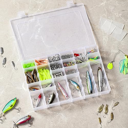 2 Pack 36 Grids Clear Plastic Organizer Box with Adjustable Dividers, Small Craft Organizers and Storage, Compartment Cont...
