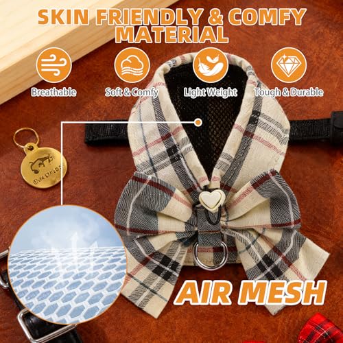 KOOLTAIL Small Dog Harness and Leash Set, Cute Puppy Vest Harnesses with Bowtie, Step in No Pull Soft Mesh Padded Adjustab...