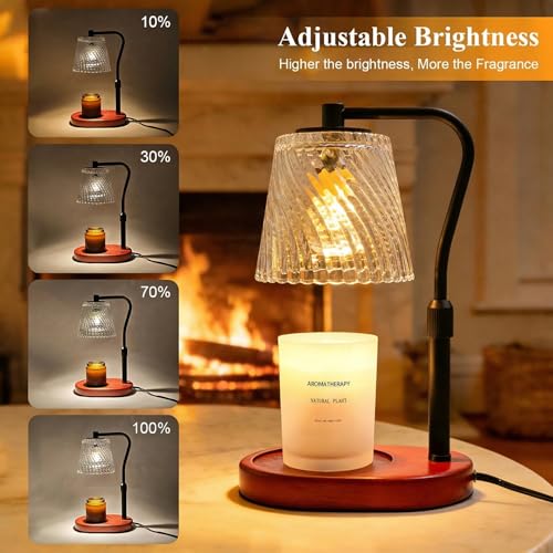 Candle Warmer Lamp with Timer Dimmable, Adjustable Wavy Clear Lamp Candle Warmer for Scented Candles, Housewarming Gift fo...