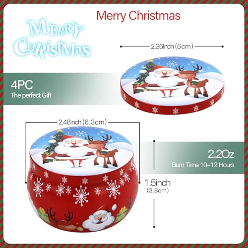 Christmas Scented Candles Gifts for Women 4 Pack, 4.4 oz Soy Aromatherapy Candles for Home Scented Decoration, Long Lastin...