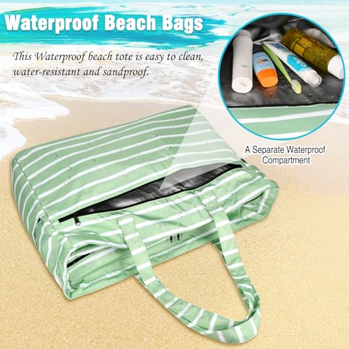 HUANLANG Extra Large Beach Bag Waterproof Beach Totes Bags for Women Men,Pool Bag with Zipper Wet Pocket