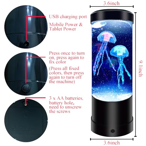 Jellyfish Lamp,7 Color Changing Night Light,USB/Battery Jelly Fish Light Lamp,Aquarium Light Desk Lamp for Home Room Bedro...