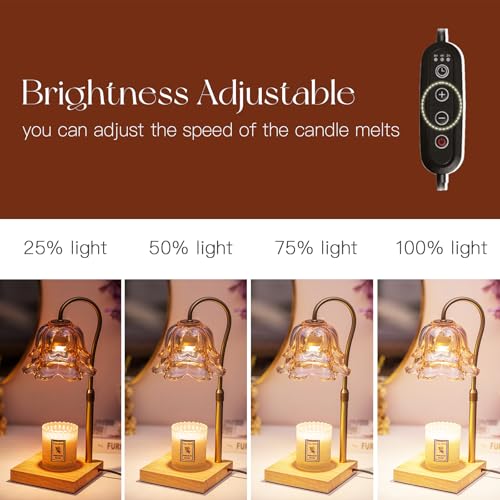Candeldo Candle Warmer Lamp with Timer: Flower Gold Candle Lamps Height Adjustable Wax Melt House Warming Gifts New Home D...