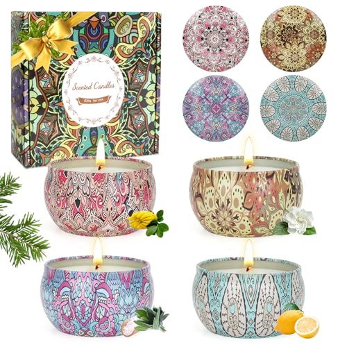 Scented Candles Gifts for Women 4 Pack Aromatherapy Candle Up to 90 Hours Home Scented Candles Set Soy Wax Candles for Chr...