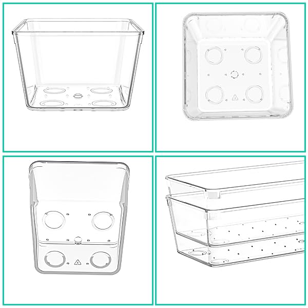 VEXTHYX Clear Plastic Drawer Organizers Set of 45 Vanity trays Stackable Storage Bins Dividers Bathroom Organiser Storage ...