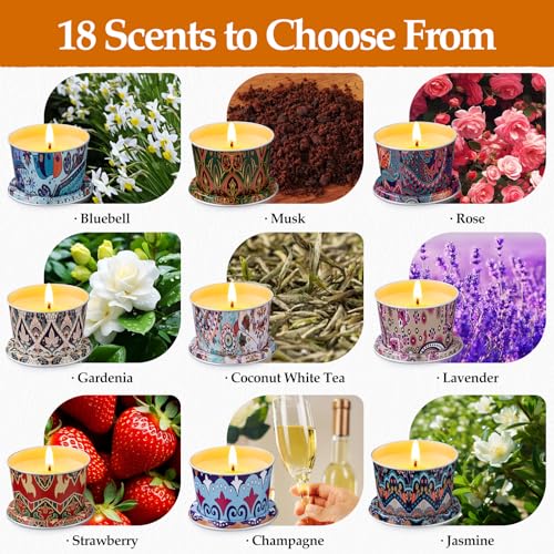 Scented Candles Set, 18 Pack(40oz) Travel Soy Wax Candles Bulk, Long Lasting Aromatherapy Candle Gift Set for Women, Home ...