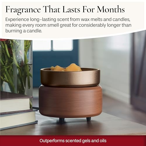 Candle Warmers ETC 2-in-1 Candle and Fragrance Warmer for Warming Scented Candles or Wax Melts and Tarts with to Freshen R...