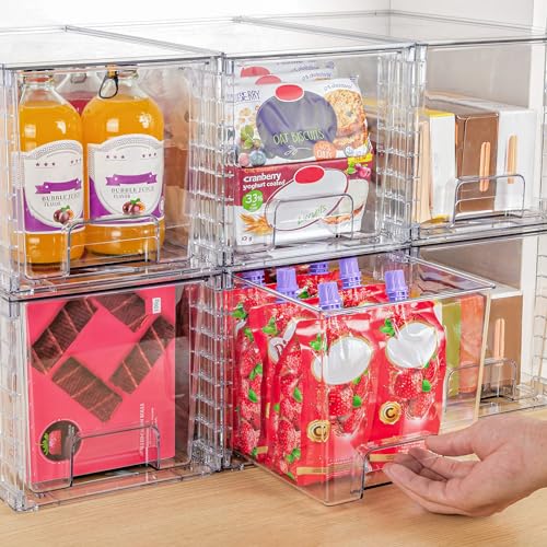 Vtopmart 4 Pack Large Stackable Storage Drawers,Easily Assemble Acrylic Bathroom Closet Undersink Organizers and Storage,P...