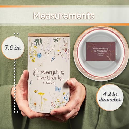 Christian Art Gifts Keepsake Count Your Blessings Ceramic Gratitude Jar Set w/Bamboo Lid: In Everything Give Thanks - 365 ...