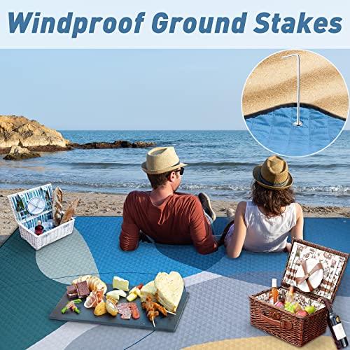 PY SUPER MODE Picnic Blankets Extra Large, Waterproof Foldable Outdoor Beach Blanket Oversized 83x79” Sandproof, 3-Layer P...