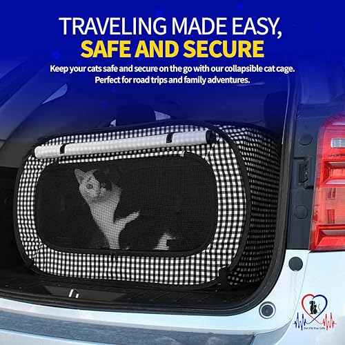 Pet Fit For Life Extra Large Cat Carrier for Travel - Foldable & Portable Collapsible Kennel with Litter Box, Feather Toy...
