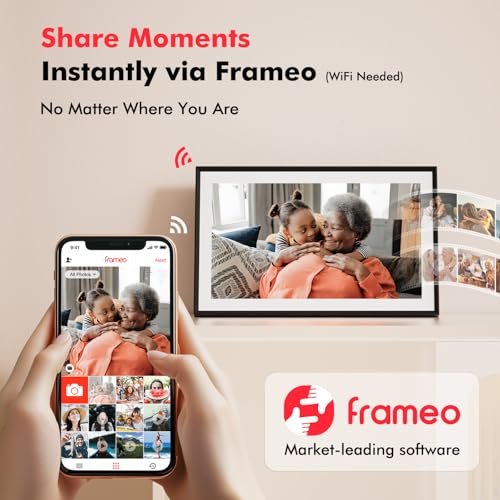 Digital Picture Frame, 15.6 Inch Large Frameo Digital Photo Frame WiFi, 32GB, 1920 * 1080 IPS HD Touch Screen, Tabletop&Wa...