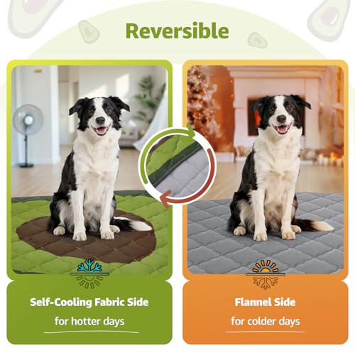 LOOBANI Dog Cooling Mat 40"x28"- Cute Avocado Design Cooling Mat for Dogs (Cool & Warm Side), Waterproof Self-Cooling Mat ...