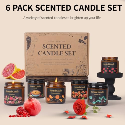 Candles for Home Scented, 6 Pack Scented Candles Gift Set for Women, 21 oz 150 Hour Long Lasting Soy Candle, Aromatherapy ...