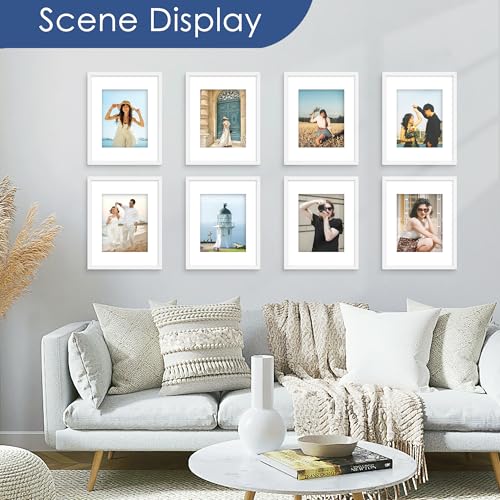 PEALSN 11x14 Picture Frame Set of 6, Display Pictures 8x10 with Mat or 11x14 without Mat for Wall Mounting or Table Top Di...