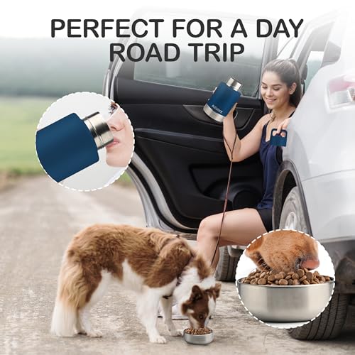 KEWIXY Insulated Dog Travel Water Bottle with Detachable Bowls, 3 in 1 Portable Dog Water Bottle Dispenser, Dog Accessorie...