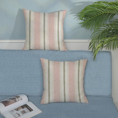 Boho Pillow Covers 20x20 Set of 2 Sage Green Pink Stripe Polka Dot Throw Pillow Covers Outdoor Decoration Modern Abstract ...