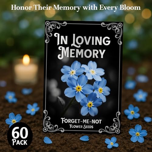 60Pack Forget Me Not Seeds Bulk - Memorial Seed Packets for Funeral Favors, Celebration of Life, Remembrance Gifts - Easy ...
