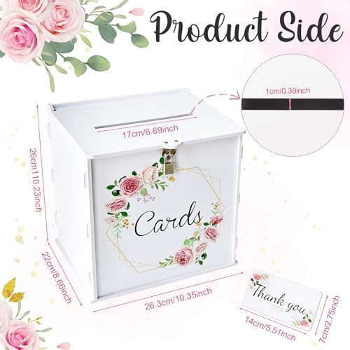 OurWarm White Wedding Card Box with Lock, PVC Gift Card Box for Wedding Decorations, Money Index for Party Honeymoon Fund ...