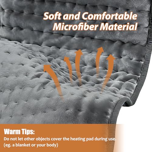 Electric Heating pad with 6 Heat Settings, Auto Shut Off, Dry Electric Heating for Back Neck Knee Arms Legs Shoulder Heat ...