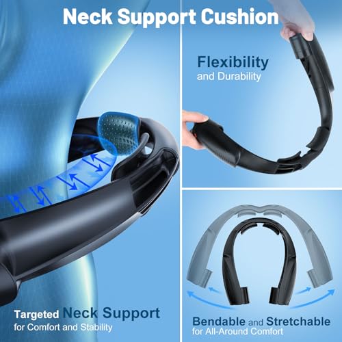 Portable Neck Fan with 6 Powerful Speeds, 8000mAh Battery Operated USB-C Rechargeable Fan, 20H Runtime, Hands-Free 360° Co...