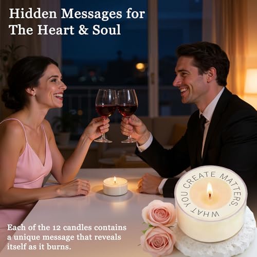 TUZELIYA Secret Hidden Message Candles (12 Pack, 12 Scents) - Birthday Gift for Her, Mothers Day Gifts for Mom, Reveals Qu...