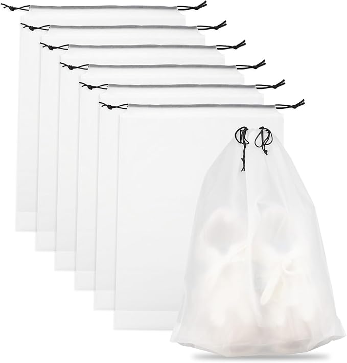 Teskyer 6 Pack Shoe Bags for Travel – Transparent, Waterproof, Portable Shoe Storage for Packing (15.7" x 11.8") – Travel ...