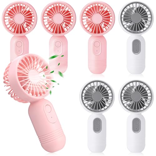 Rossesay 6 Pcs Mini Portable Fan Bulk Cute Handheld Lightweight Small Little Personal Hand Eyelash Fan 3 Speeds USB Rechar...