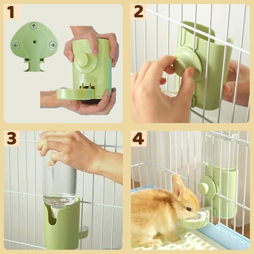 Rabbit Water Bottle, 600ml/21oz Hanging Water Dispenser Feeder Cage Crate Hutch Bunny Puppy Cat Chinchilla Ferret Guinea P...