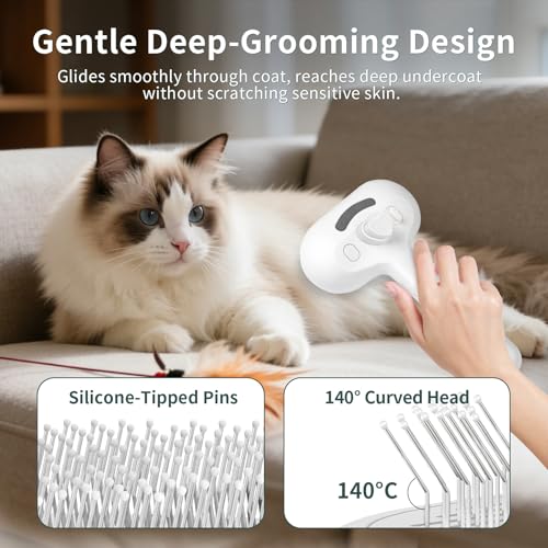 Pet Steam Deshedding Brush for Dogs & Cats – 3-in-1 Self-Cleaning Grooming Comb, Anti-Static Cool Mist Spray, USB Recharge...