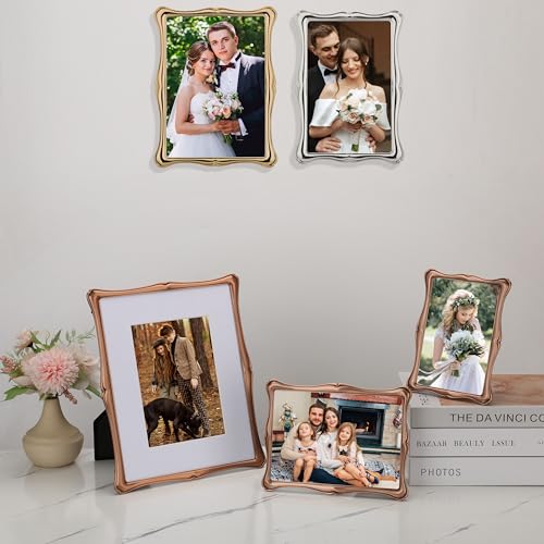GorYeeFine 5 x7'' Premium Alloy Gold Photo Frame - Luxury Display Hi End Décor Picture Frames 7x5'' with Velvet Backing,Hi...