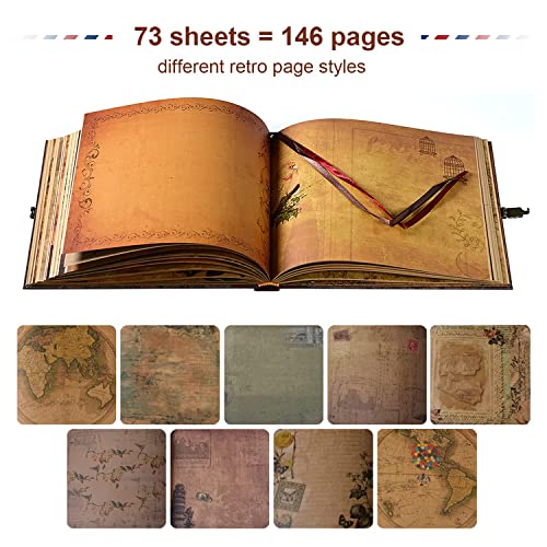 JIMBON Our Adventure Book Scrapbook Photo Album Retro Style Embossed Letter Cover Travel Diary Journal Scrap Book Kit For ...
