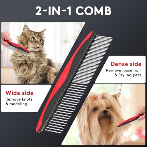 Tpotato Deshedding Dog Brush for Long Haired Dogs Cats,Undercoat Shedding Rake for Dematting Detangling Tangles Matted Fur...