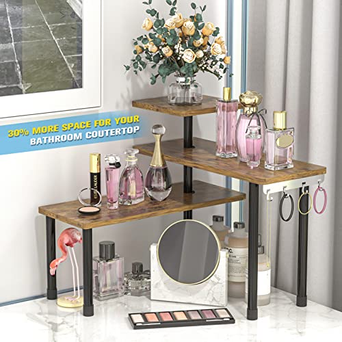 JayRex Countertop Organizer Organization, 3 Tier Moveable Corner Shelf Organizer for Kitchen, Bathroom, Spice Rack, Coffee...