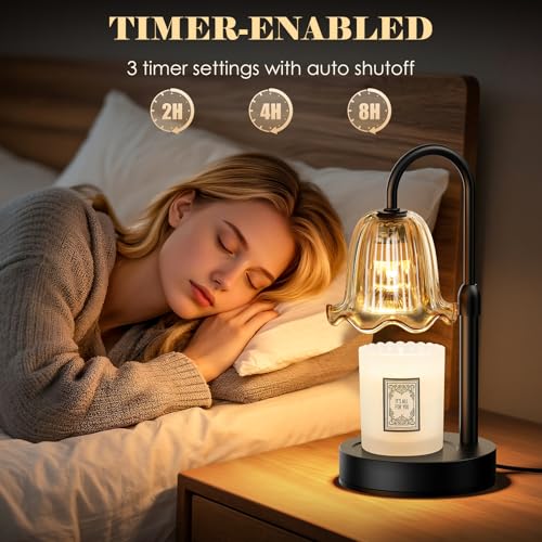 Candle Warmer Lamp with Timer, Birthday for Women Mom, House Warming Gifts Modern Farmhouse Home Decor, Dimmable Wax Melt ...
