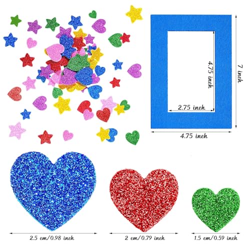 Jetec 24 Pieces Colorful Felt Photo Frames Holiday Picture Frames and 50 Pieces Colorful Glitter Foam Stickers for Home an...