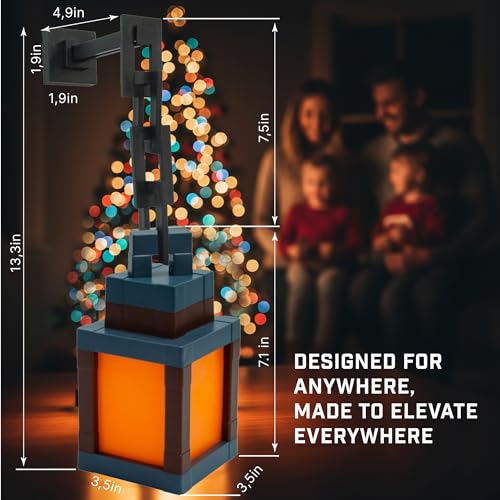 HomeLuvo Pixelated Lantern Night Light Lamp - 16 Color RGB Table or Hanging Pixel Mood Light with Chain - Wall Mountable T...